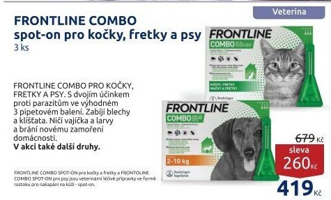 Pipety antiparazitní pro kočky Combo Frontline