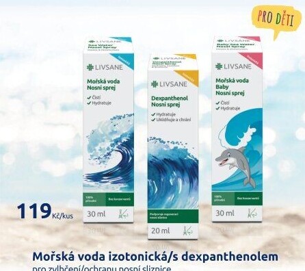 Sprej nosní Mořská voda izotonická Livsane
