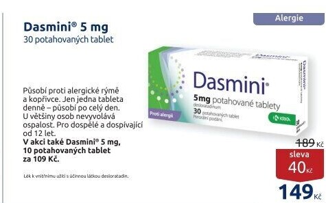 Tablety proti alergii Dasmini