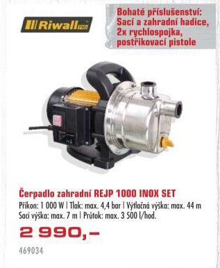 Čerpadlo zahradní Riwall Rejp 1000 Inox set
