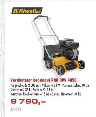Vertikutátor benzinový Riwall RPV 4058