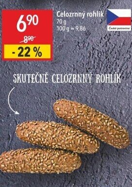 Celozrnný rohlík