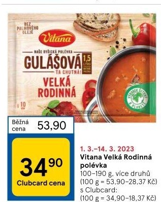 Instantní polévka Velká rodinná Vitana