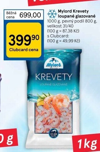 Krevety celé loupané mražené Mylord