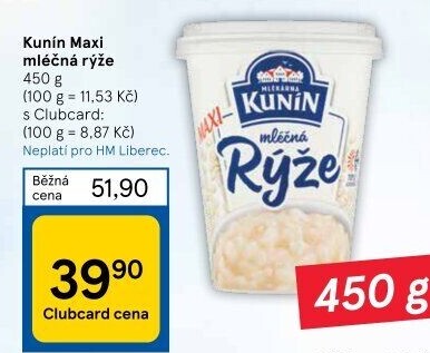Mléčná rýže Kunín