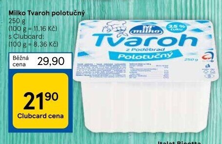 Tvaroh polotučný z Poděbrad Milko
