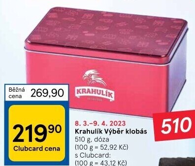Výběr klobás Krahulík - dóza