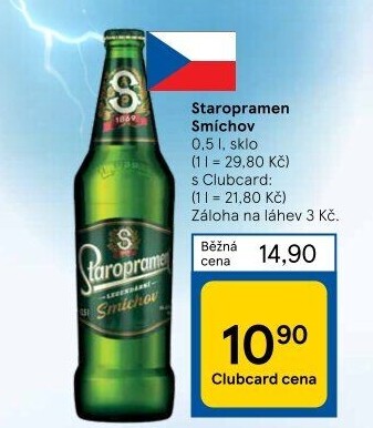 Pivo světlé výčepní 10° Smíchov Staropramen