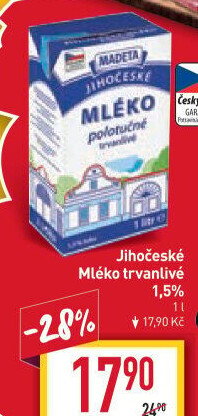 Mléko trvanlivé Jihočeské Madeta - 1,5% polotučné