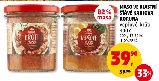 Maso vepřové ve vlastní šťávě Karlova Koruna