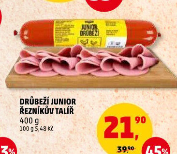 Salám drůbeží Junior Řezníkův talíř