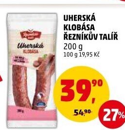 Uherská klobása Řezníkův talíř