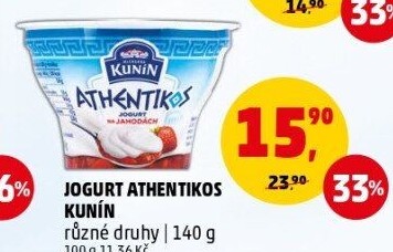 Jogurt ochucený řeckého typu Athentikos Kunín