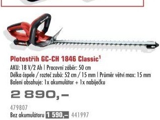 Aku plotostřih Einhell Classic GC-CH 1846 Li Kit