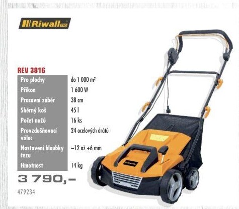 Elektrický vertikutátor Riwall REV 3816