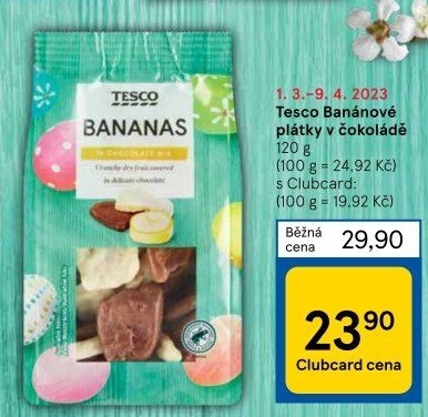 Banány v čokoládě Tesco