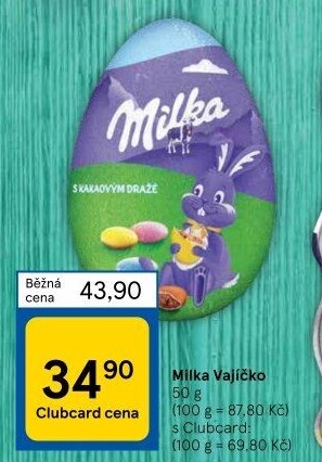 Čokoládové vajíčko Milka