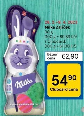 Čokoládový zajíc Milka