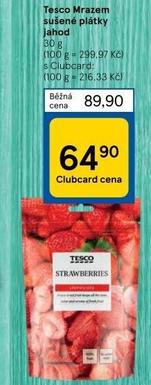 Mrazem sušené jahody Tesco