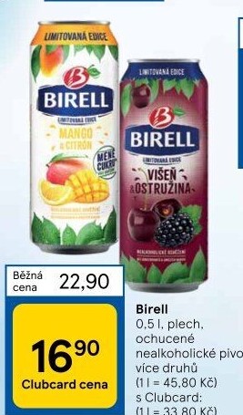 Nealkoholické pivo ochucené Birell