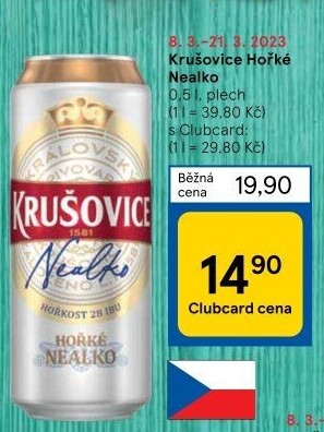 Pivo nealkoholické Královsky hořké Krušovice