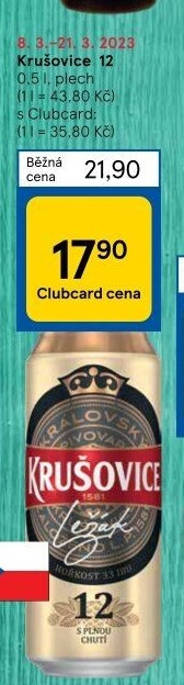 Pivo světlé Královský ležák 12° Krušovice