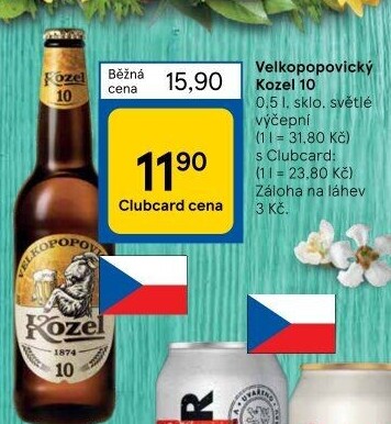 Pivo světlé výčepní 10°Velkopopovický Kozel
