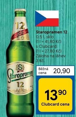 Pivo světlý ležák 12° Staropramen