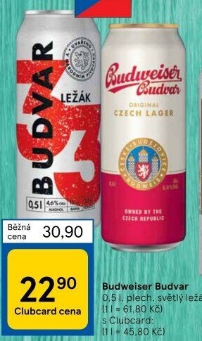 Pivo světlý ležák 33 Budweiser Budvar