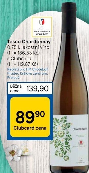 Víno Chardonnay Tesco