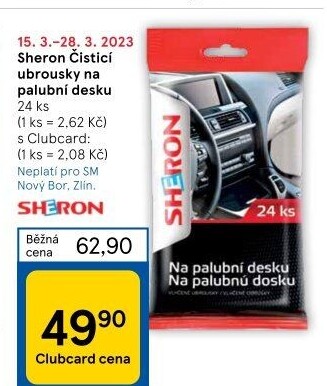 Ubrousky vlhčené na palubní desku Sheron