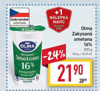 Smetana zakysaná Olma 16%
