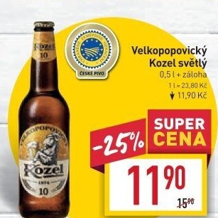 Pivo světlé výčepní 10°Velkopopovický Kozel