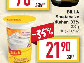 Smetana ke šlehání Billa 33%