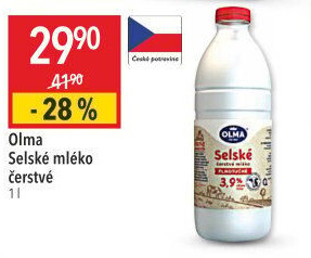 Mléko čerstvé selské Olma - 3,9% plnotučné