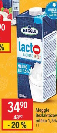 Mléko trvanlivé bez laktózy Meggle - 1,5% polotučné