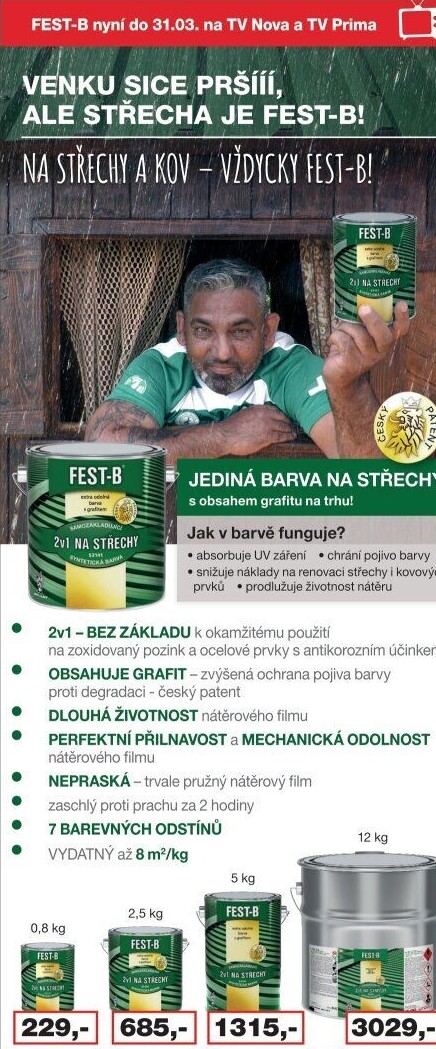 Nátěr na střechy Fest - B Barvy a laky Hostivař