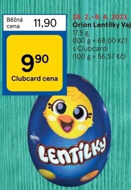 Čokoládové vajíčko s lentilkami Orion