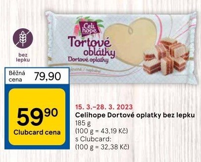 Dortové oplatky bez lepku Celihope