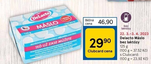 Máslo bez laktózy DeLacto