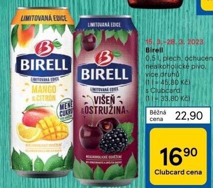 Nealkoholické pivo ochucené Birell