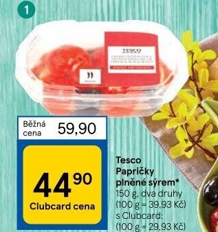 Papričky plněné sýrem Tesco