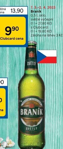 Pivo světlé výčepní 10° Braník