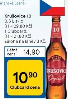 Pivo světlé výčepní Originál Královská 10° Krušovice
