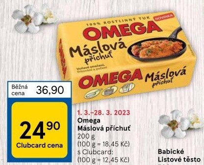 Tuk s máslovou příchutí Omega
