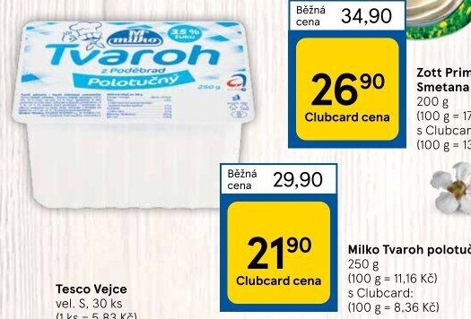 Tvaroh polotučný z Poděbrad Milko