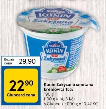 Zakysaná smetana krémovitá Kunín 15%