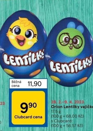 Čokoládové vajíčko s lentilkami Orion