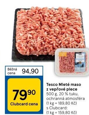 Maso mleté vepřové Tesco