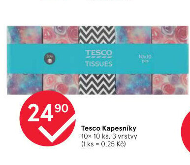Papírové kapesníčky 3vrstvé Tesco